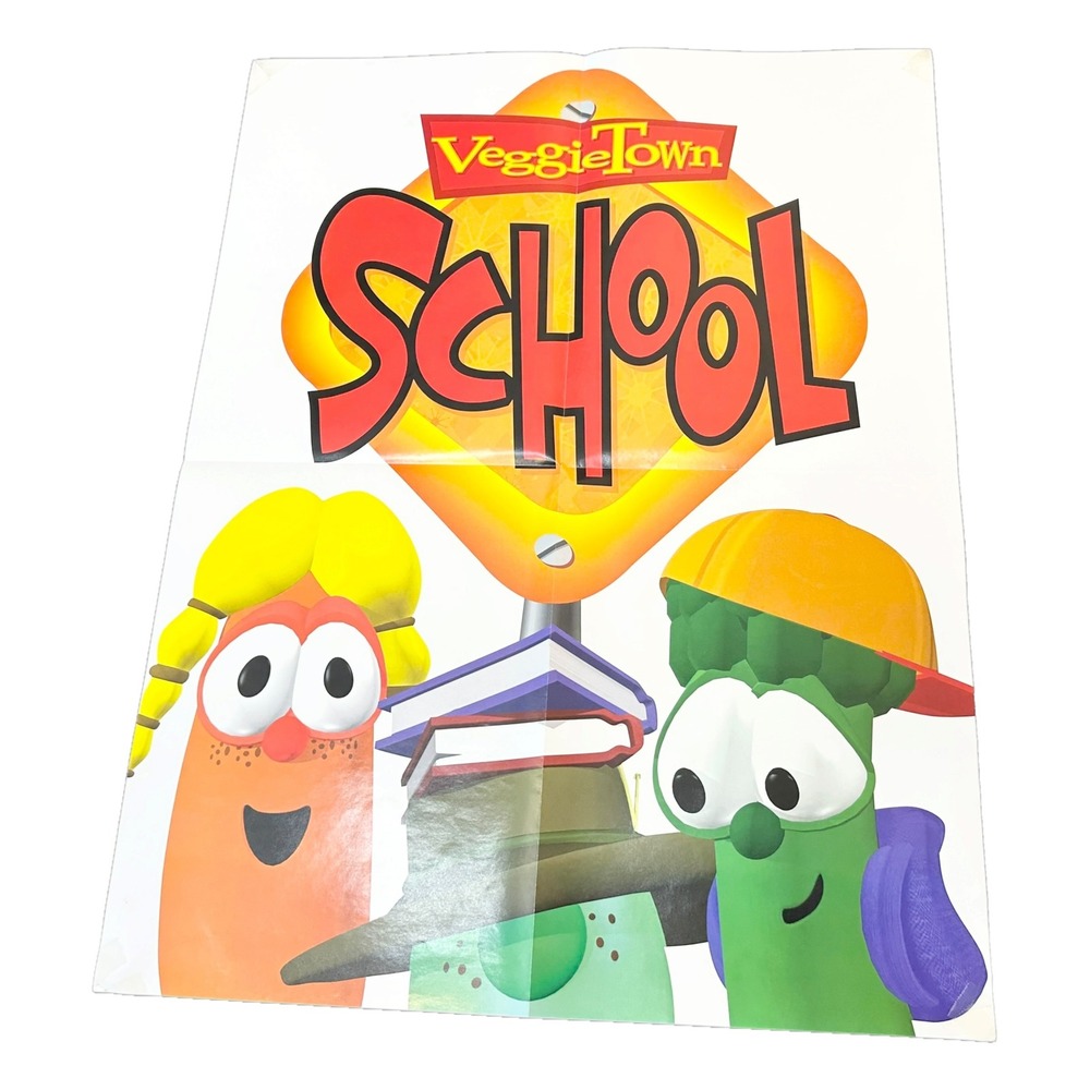 Veggie Tales Veggie Town School Poster 17x22 VTG VBS Kids Wall Art Decor